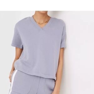 Madewell MWL Airyterry Short Sleeve V Neck Sweatshirt